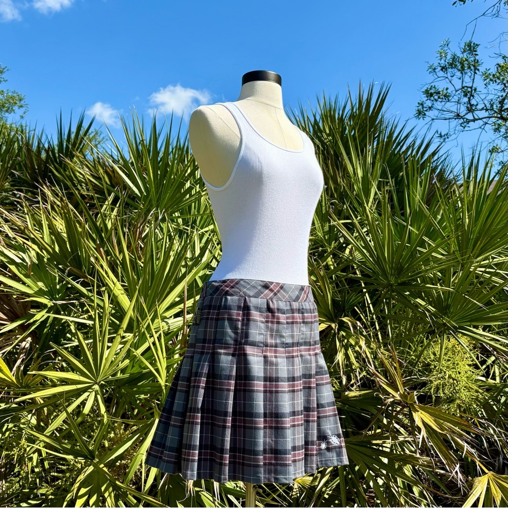 Mad Engine Beetlejuice Astrid Inspired Gray Plaid Skort Uniform Size S Pleated